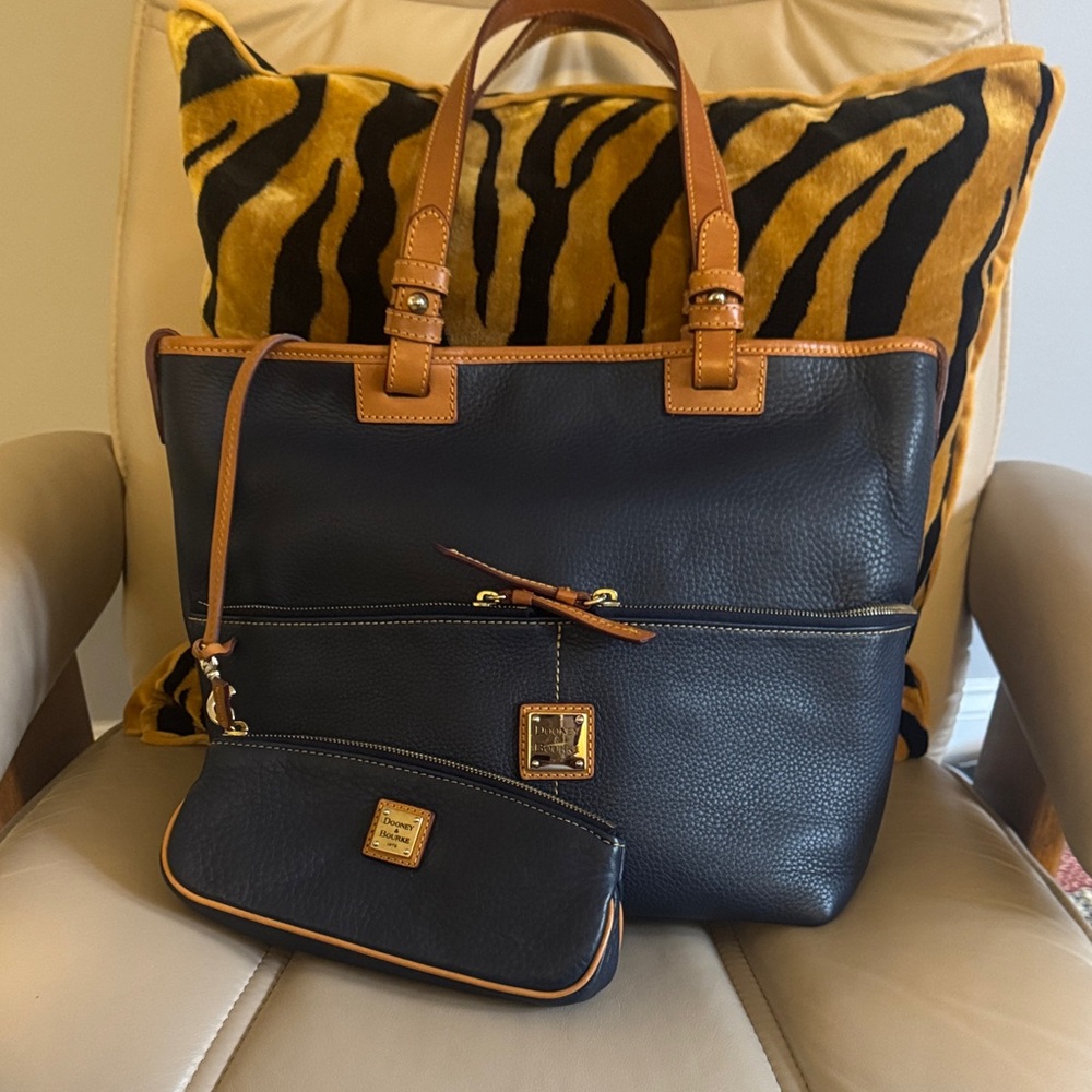 Dooney & Bourke Navy and Brown Tote Bag